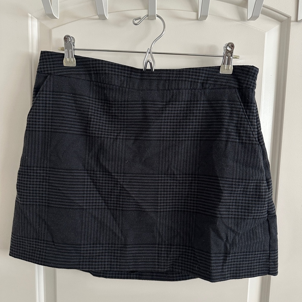 Blue and Black Plaid Skirt